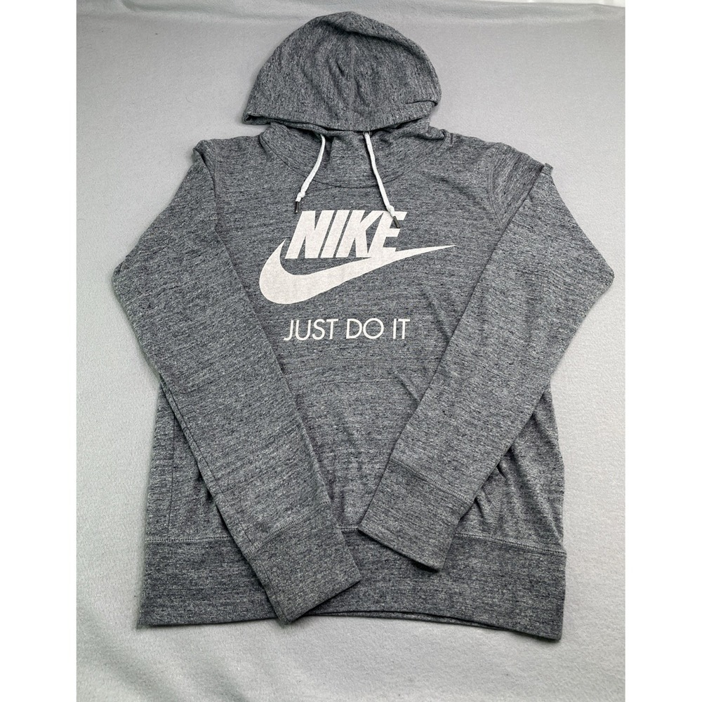 Nike Just Do It Logo High Neck Heather Gray Women's Medium Hoodie